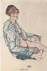 Egon Schiele Famous Paintings - Sitting woman with blue hair ribbon